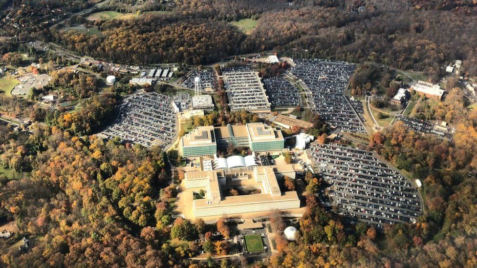 Aerial image of George Bush Center for Intelligence, the headquarters of the Central Intelligence Agency (the CIA), located in Langley in Virginia