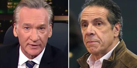 Bill Maher, left, tore into Andrew Cuomo on Friday night's "Real Time." (HBO/Associated Press)