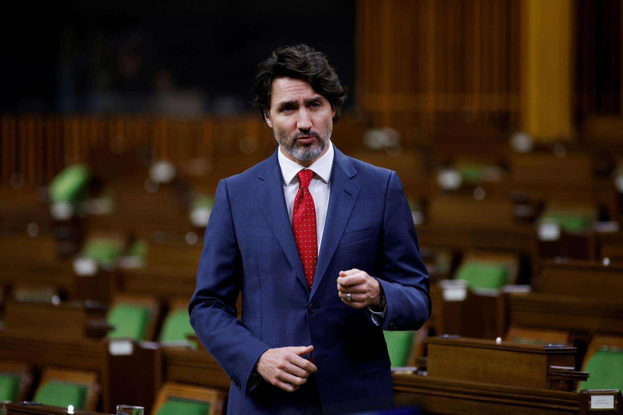 Canada's Prime Minister Justin Trudeau speaks during Question Period in the House of Commons on Parliament Hill in Ottawa, Ontario, Canada May 5, 2021. REUTERS/Blair Gable/File Photo