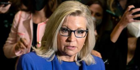 Rep. Liz Cheney, R-Wyo., speaks to reporters on Capitol Hill in Washington on Wednesday, May 12, 2021. House Republicans meet at the Capitol to decide whether to remove Rep. Liz Cheney, R-Wyo., from her leadership post, in Washington, Wednesday, May 12, 2021. (AP Photo/Manuel Balce Ceneta)