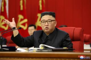 North Korean leader Kim Jong Un speaks during the opening of the 3rd Plenary Meeting of the 8th Central Committee of the Workers' Party of Korea (WPK), in Pyongyang, North Korea, in this undated photo released on June 16, 2021 by North Korea's Korean Central News Agency (KCNA). KCNA/via REUTERS  