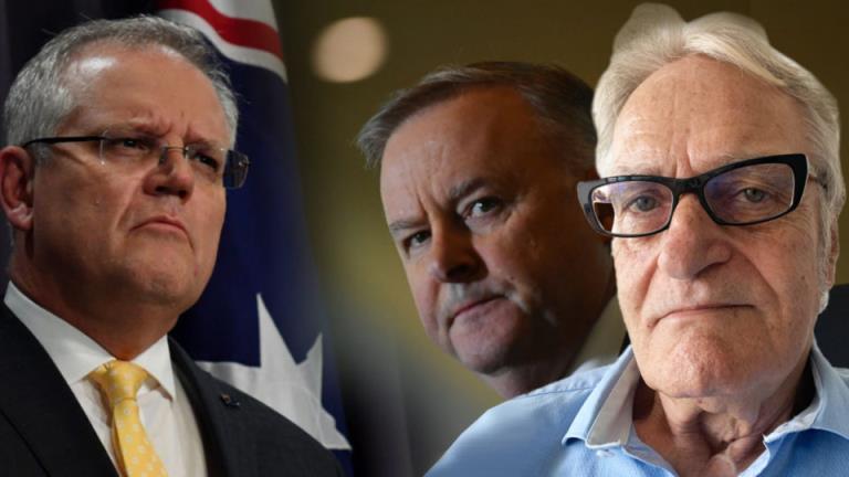 Anthony Albanese, Scott Morrison, and Dennis Atkins