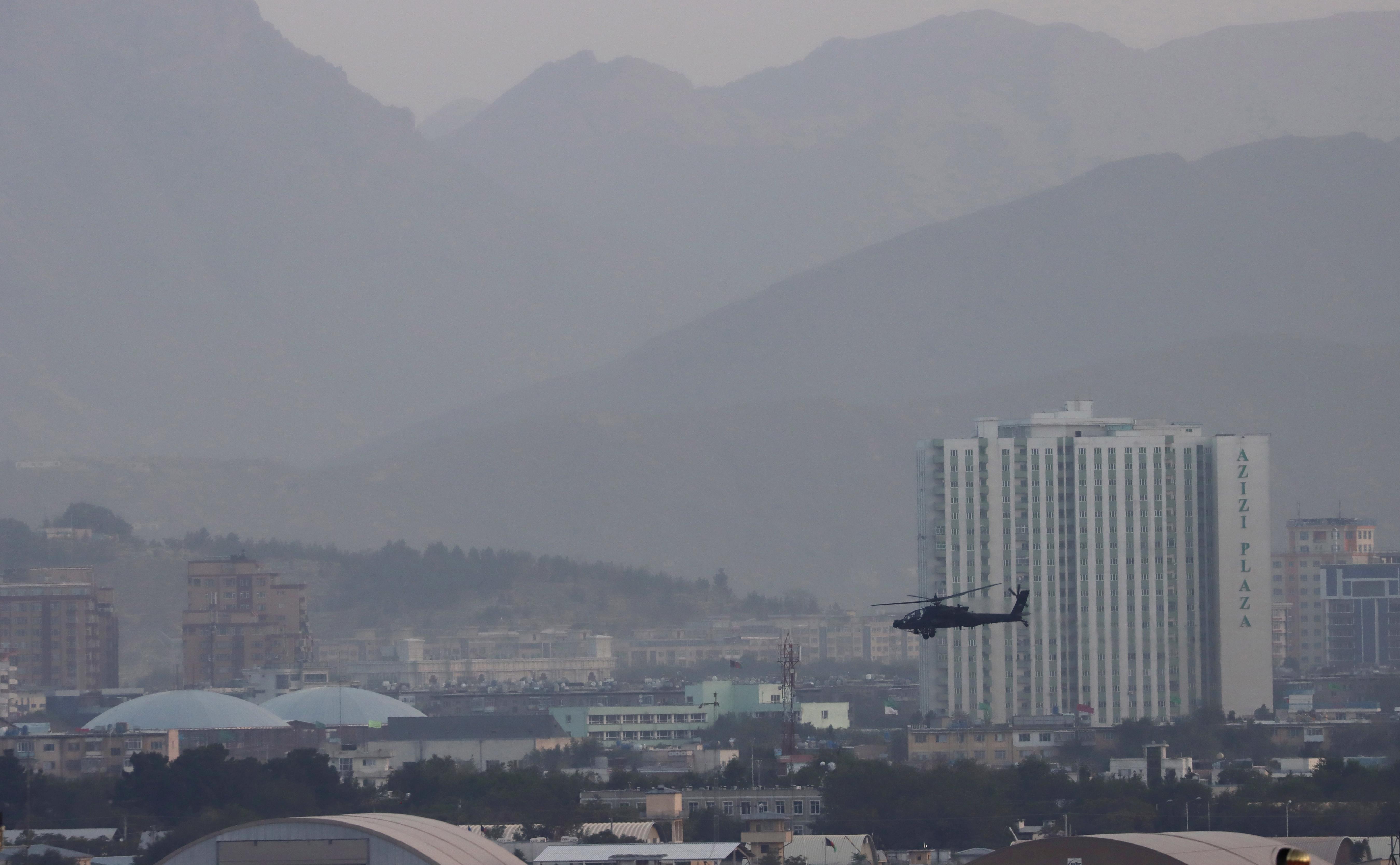 helicopter flying over Kabul